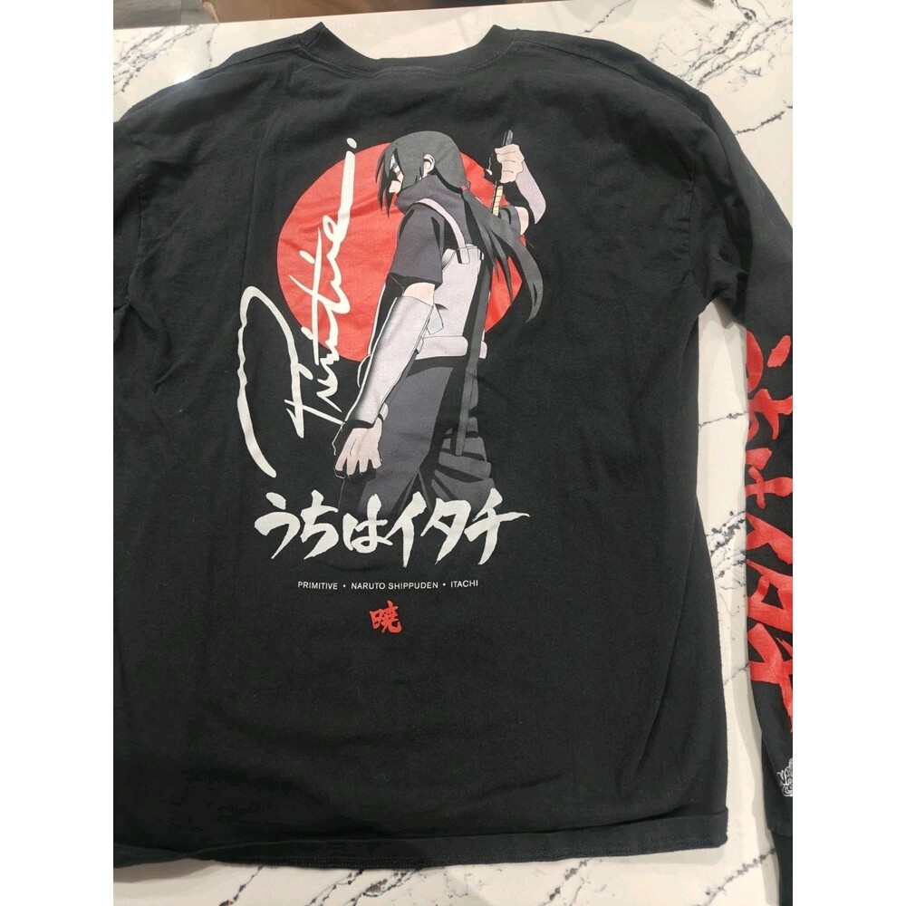 Naruto Shippuden Itachi Shirt Mens XL Black Akatsuki Primitive Long Sleeve